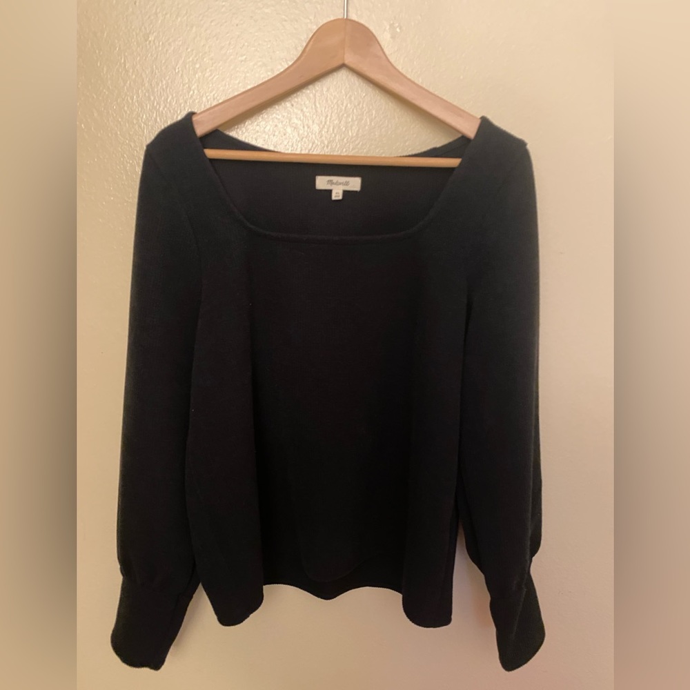 MADEWELL Ottoman Sweater Rib Square-Neck Top Black XL